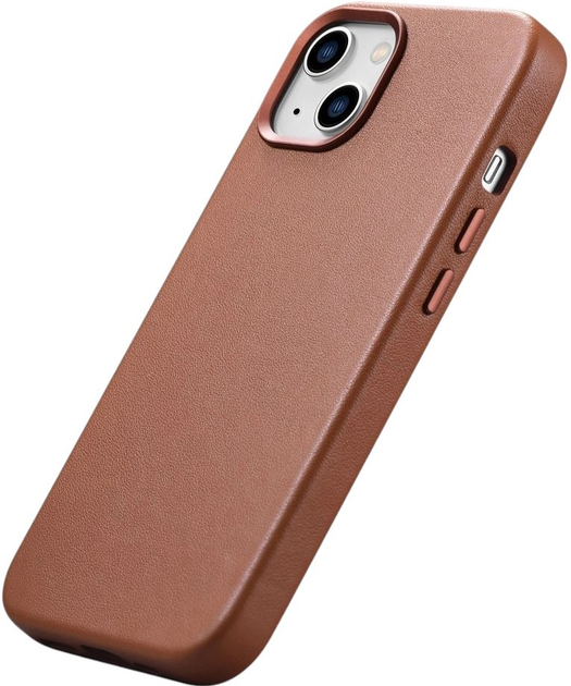 Etui iCarer Real Cowhide Premium Leather Magsafe do Apple iPhone 14 Plus Brown (WMI14220707-BN) - obraz 5