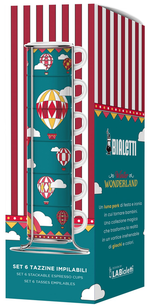 Zestaw filiżanek do espresso Bialetti Winter Wonderland Balloons na stojaku 6 szt (8006363075145) - obraz 2