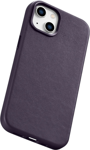 Панель iCarer Real Cowhide Premium Leather Magsafe для Apple iPhone 14 Plus Dark Purple (WMI14220707-DP) - зображення 9