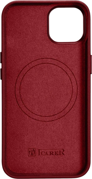 Панель iCarer Real Cowhide Premium Leather Magsafe для Apple iPhone 14 Plus Red (WMI14220707-RD) - зображення 3