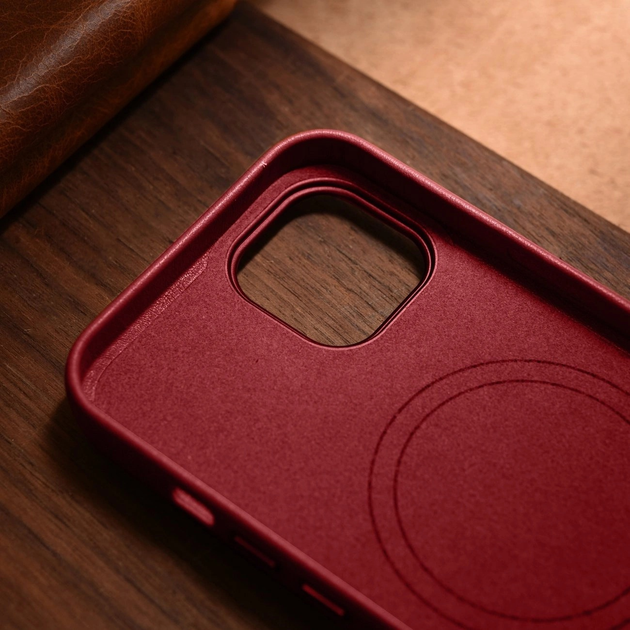 Панель iCarer Real Cowhide Premium Leather Magsafe для Apple iPhone 14 Plus Red (WMI14220707-RD) - зображення 17