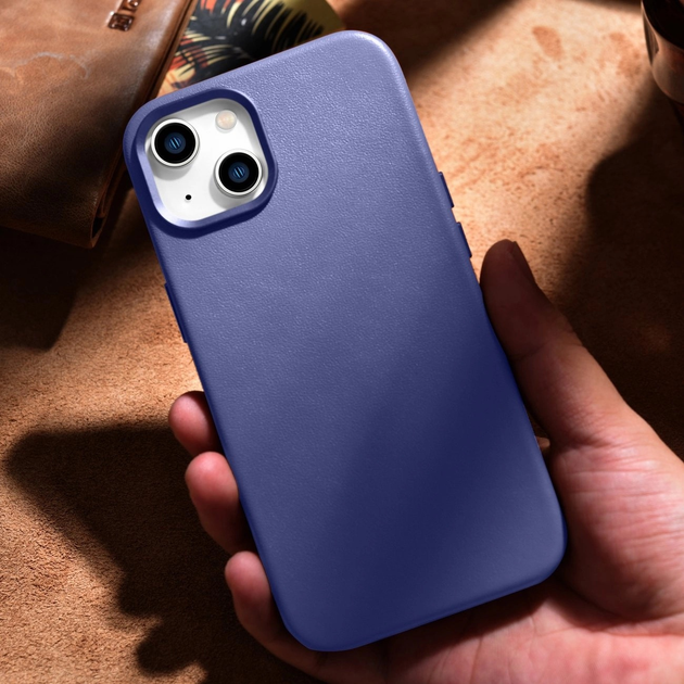 Панель iCarer Real Cowhide Premium Leather Magsafe для Apple iPhone 14 Plus Light Purple (WMI14220707-LP) - зображення 16