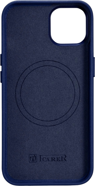 Панель iCarer Real Cowhide Premium Leather Magsafe для Apple iPhone 14 Plus Blue (WMI14220707-BN) - зображення 3