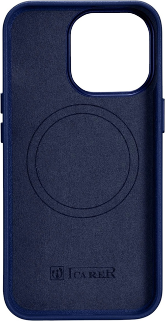 Панель iCarer Real Cowhide Premium Leather Magsafe для Apple iPhone 14 Pro Max Blue (WMI14220708-BU) - зображення 3