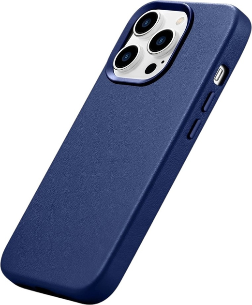 Панель iCarer Real Cowhide Premium Leather Magsafe для Apple iPhone 14 Pro Max Blue (WMI14220708-BU) - зображення 5