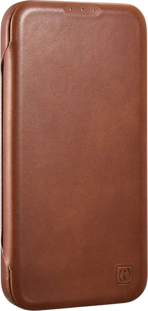 Чохол-книжка iCarer Curved Edge Oil Wax Real Leather Folio Case для Apple iPhone 14 Plus Retro Brown (AKI14220707-BN) - зображення 4