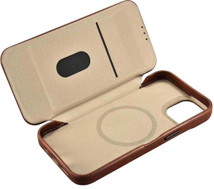 Чохол-книжка iCarer Curved Edge Oil Wax Real Leather Folio Case для Apple iPhone 14 Plus Retro Brown (AKI14220707-BN) - зображення 14