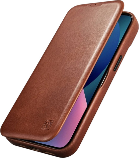Чохол-книжка iCarer Curved Edge Oil Wax Real Leather Folio Case для Apple iPhone 14 Plus Retro Brown (AKI14220707-BN) - зображення 7