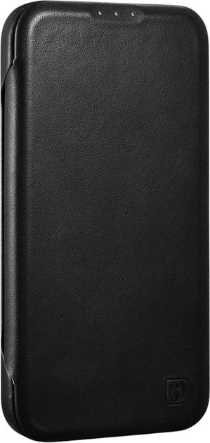 Чохол-книжка iCarer Curved Edge Oil Wax Real Leather Folio Case для Apple iPhone 14 Plus Black (AKI14220707-BK) - зображення 4