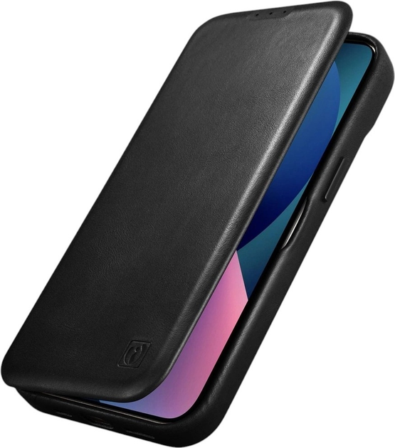 Чохол-книжка iCarer Curved Edge Oil Wax Real Leather Folio Case для Apple iPhone 14 Plus Black (AKI14220707-BK) - зображення 7