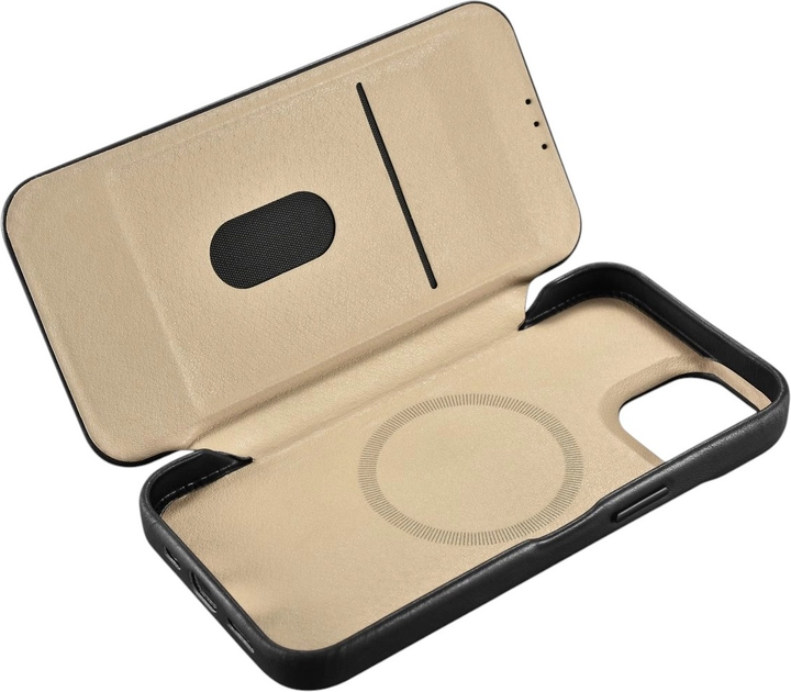 Чохол-книжка iCarer Curved Edge Oil Wax Real Leather Folio Case для Apple iPhone 14 Plus Black (AKI14220707-BK) - зображення 14