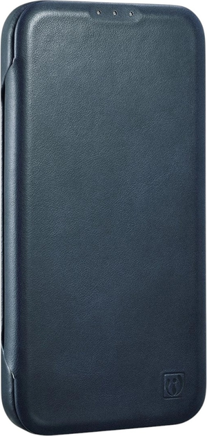 Чохол-книжка iCarer Curved Edge Oil Wax Real Leather Folio Case для Apple iPhone 14 Plus Navy Blue (AKI14220707-BU) - зображення 4