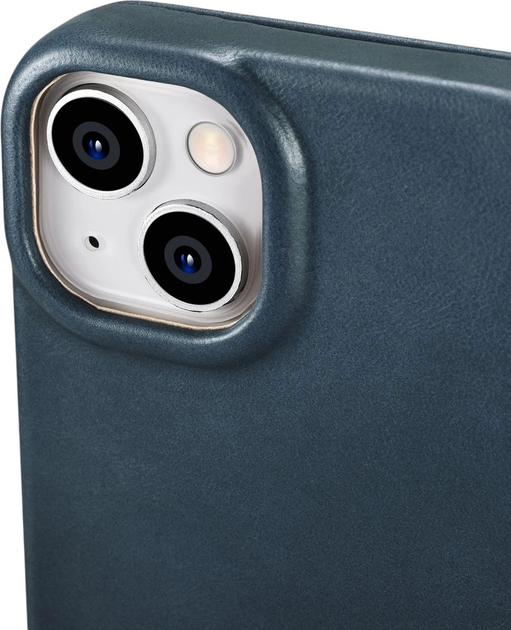 Чохол-книжка iCarer Curved Edge Oil Wax Real Leather Folio Case для Apple iPhone 14 Plus Navy Blue (AKI14220707-BU) - зображення 9