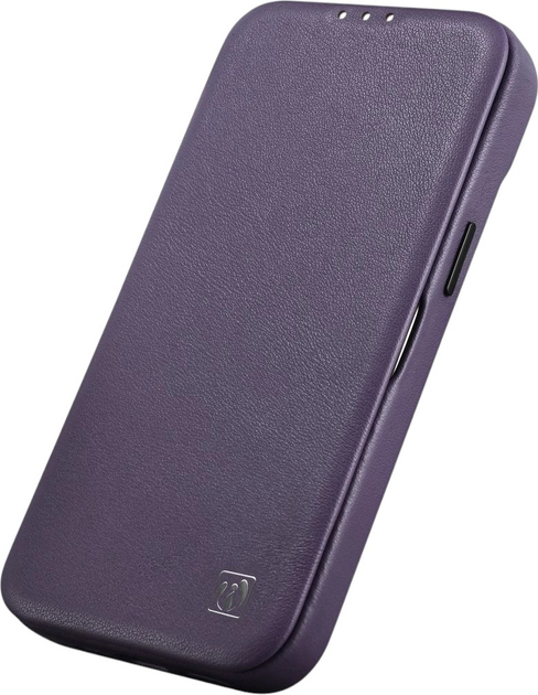 Чохол-книжка iCarer Curved Edge Real Cowhide Premium Leather Folio Case для Apple iPhone 14 Plus Dark Purple (WMI14220715-BN) - зображення 6