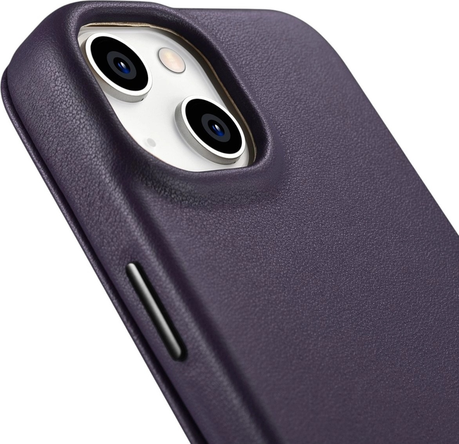 Чохол-книжка iCarer Curved Edge Real Cowhide Premium Leather Folio Case для Apple iPhone 14 Plus Dark Purple (WMI14220715-BN) - зображення 11