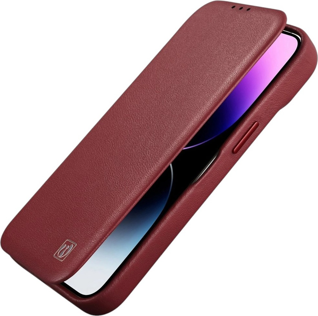 Чохол-книжка iCarer Curved Edge Real Cowhide Premium Leather Folio Case для Apple iPhone 14 Plus Red (WMI14220715-RD) - зображення 7