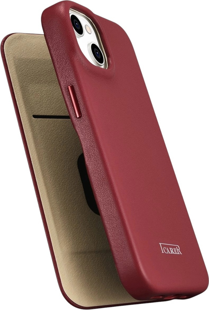 Чохол-книжка iCarer Curved Edge Real Cowhide Premium Leather Folio Case для Apple iPhone 14 Plus Red (WMI14220715-RD) - зображення 8