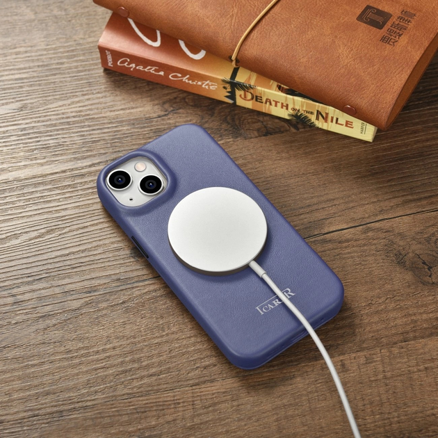 Etui z klapką iCarer Curved Edge Real Cowhide Premium Leather Folio Case do Apple iPhone 14 Plus Light Purple (WMI14220715-LP) - obraz 17