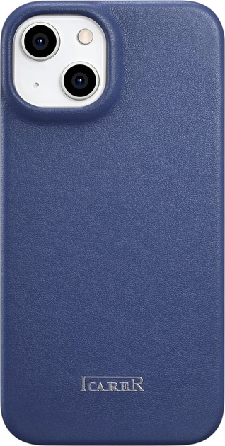 Etui z klapką iCarer Curved Edge Real Cowhide Premium Leather Folio Case do Apple iPhone 14 Plus Blue (WMI14220715-BU) - obraz 3