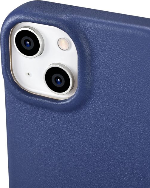 Etui z klapką iCarer Curved Edge Real Cowhide Premium Leather Folio Case do Apple iPhone 14 Plus Blue (WMI14220715-BU) - obraz 9