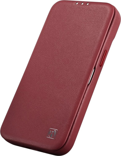 Чохол-книжка iCarer Curved Edge Oil Wax Real Leather Folio Case для Apple iPhone 14 Pro Max Red (WMI14220716-RD) - зображення 6