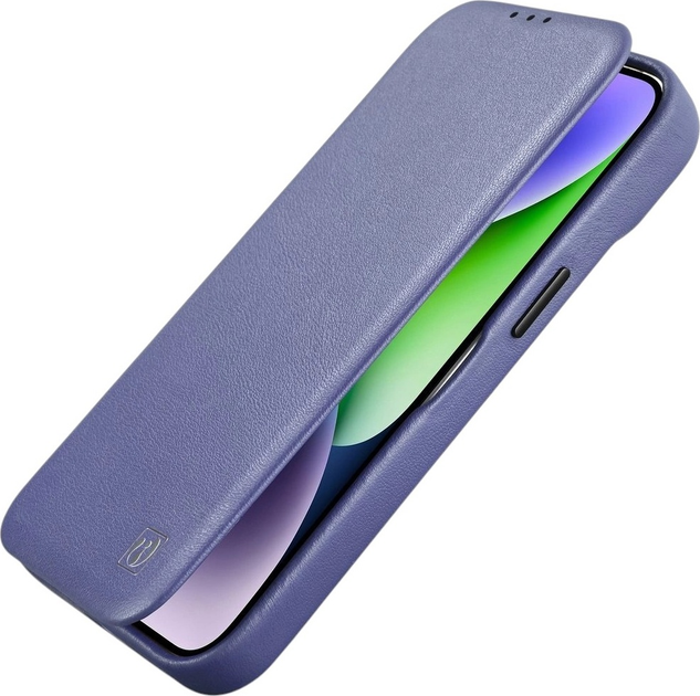 Etui z klapką iCarer Curved Edge Oil Wax Real Leather Folio Case do Apple iPhone 14 Pro Max Light Purple (WMI14220716-LP) - obraz 7