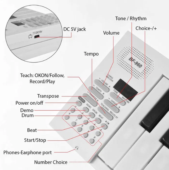 Электронное складное пианино BF-960 Foldable Piano - изображение 3