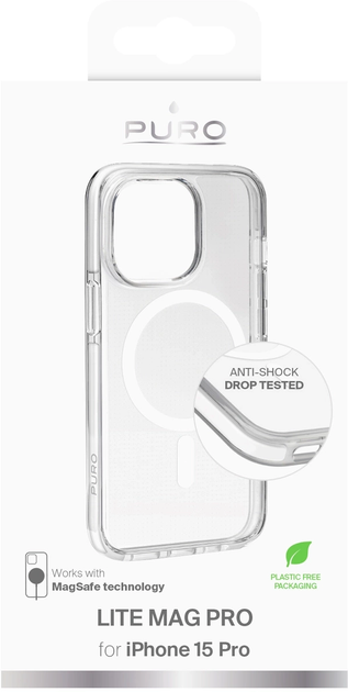 Панель Puro Lite Mag з MagSafe для Apple iPhone 15 Pro Transparent (8018417455681) - зображення 4