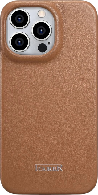 Etui z klapką iCarer Curved Edge Real Cowhide Premium Leather Folio Case do Apple iPhone 14 Pro Brown (WMI14220714-BN) - obraz 3