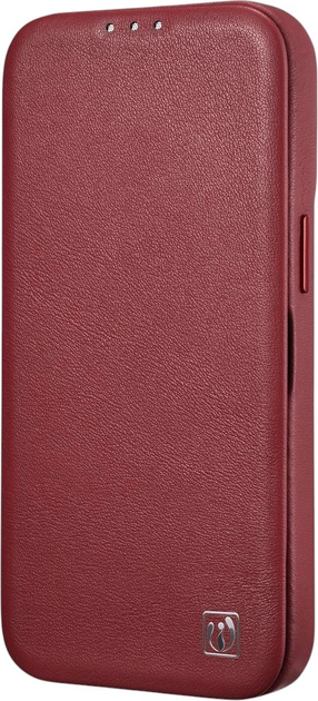 Etui z klapką iCarer Curved Edge Real Cowhide Premium Leather Folio Case do Apple iPhone 14 Pro Red (WMI14220714-RD) - obraz 5