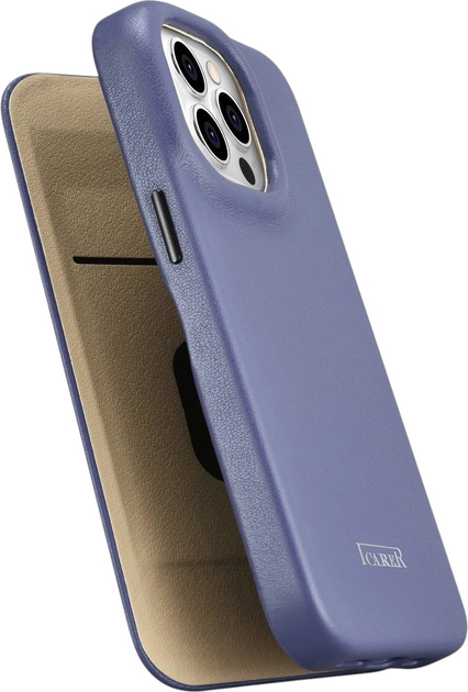 Etui z klapką iCarer Curved Edge Real Cowhide Premium Leather Folio Case do Apple iPhone 14 Pro Light Purple (WMI14220714-LP) - obraz 7