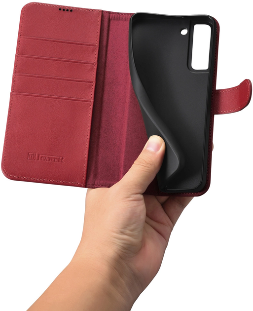 Etui z klapką iCarer Haitang Leather Wallet Case do Samsung Galaxy S22 Plus Red (6958955898156) - obraz 8