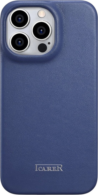 Etui z klapką iCarer Curved Edge Real Cowhide Premium Leather Folio Case do Apple iPhone 14 Pro Blue (WMI14220714-BU) - obraz 3