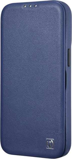 Etui z klapką iCarer Curved Edge Real Cowhide Premium Leather Folio Case do Apple iPhone 14 Pro Blue (WMI14220714-BU) - obraz 5