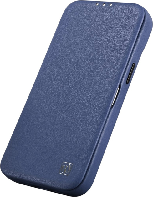 Etui z klapką iCarer Curved Edge Real Cowhide Premium Leather Folio Case do Apple iPhone 14 Pro Blue (WMI14220714-BU) - obraz 6