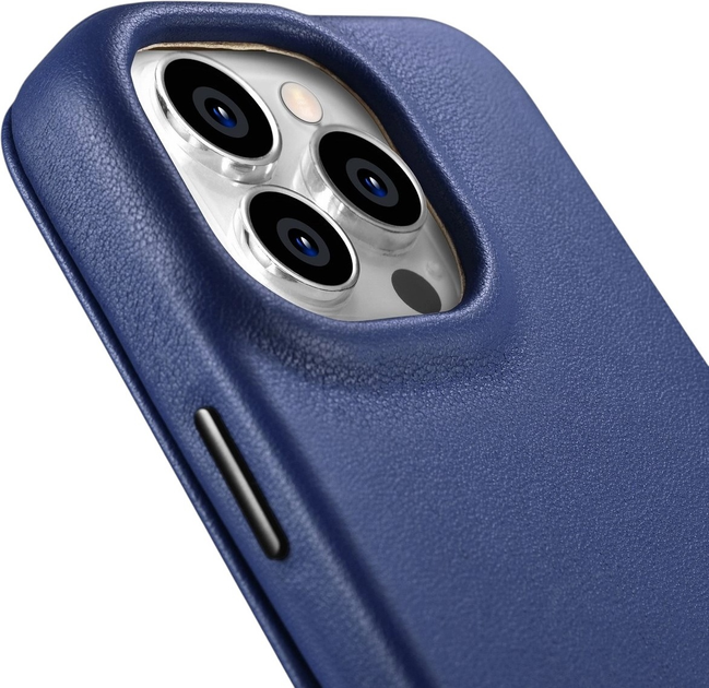 Etui z klapką iCarer Curved Edge Real Cowhide Premium Leather Folio Case do Apple iPhone 14 Pro Blue (WMI14220714-BU) - obraz 11