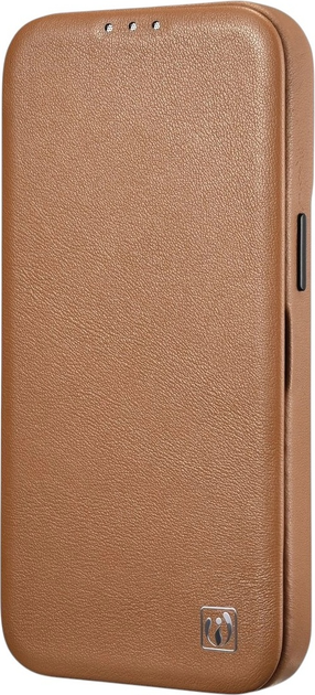 Etui z klapką iCarer Curved Edge Real Cowhide Premium Leather Folio Case do Apple iPhone 14 Brown (WMI14220713-BN) - obraz 5