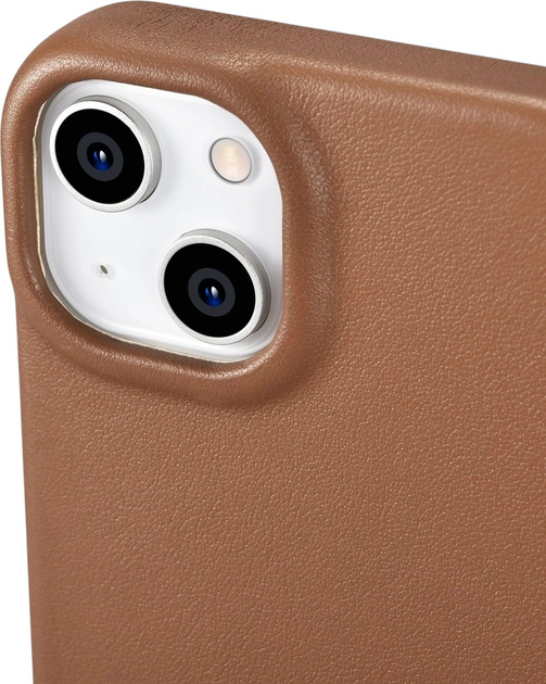Etui z klapką iCarer Curved Edge Real Cowhide Premium Leather Folio Case do Apple iPhone 14 Brown (WMI14220713-BN) - obraz 9