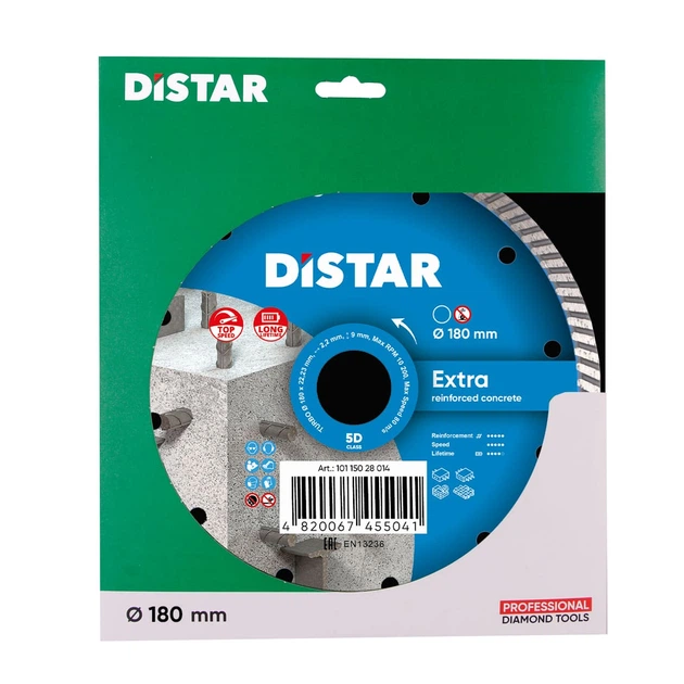 Круг алмазный отрезной Distar Extra Turbo 180 x 22.23 Турбо диск бетон 10115028014 - Фото 3 Круг алмазный отрезной Distar Extra Turbo 180 x 22.23 Турбо диск бетон 10115028014 - изображение 3