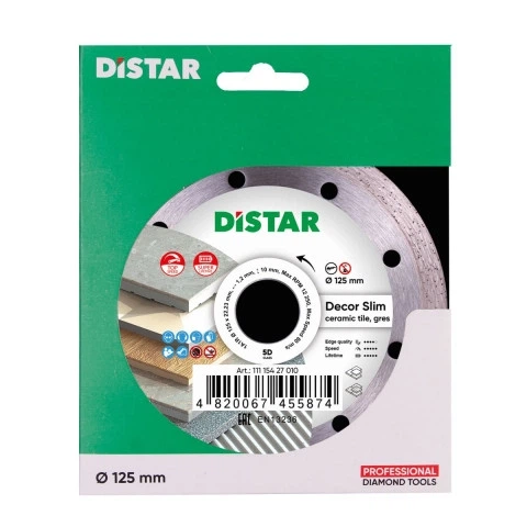 Круг алмазный для керамогранита Distar 125x1,2x8x22,23 Decor Slim (11115427010) - Фото 3 Круг алмазный для керамогранита Distar 125x1,2x8x22,23 Decor Slim (11115427010) - изображение 3