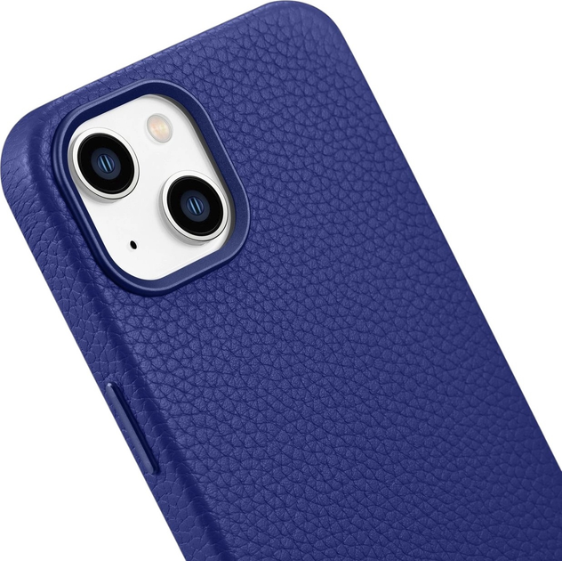Etui iCarer Litchi Premium Leather Magsafe Back Case do Apple iPhone 14 Dark Blue (WMI14220709-DB) - obraz 8