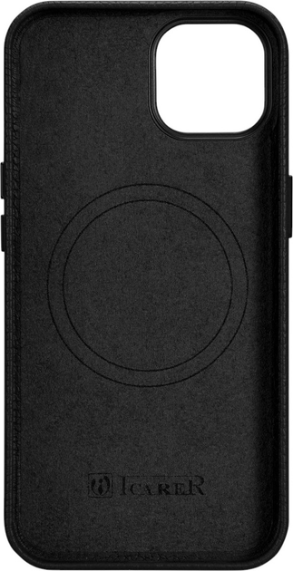 Панель iCarer Litchi Premium Leather Magsafe Back Case для Apple iPhone 14 Black (WMI14220709-BK) - зображення 3