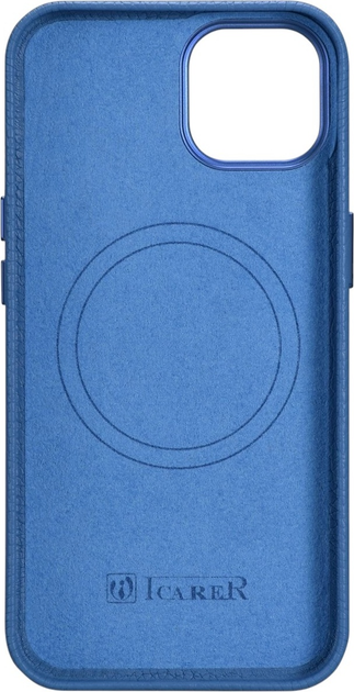 Etui iCarer Litchi Premium Leather Magsafe Back Case do Apple iPhone 14 Light Blue (WMI14220709-LB) - obraz 3