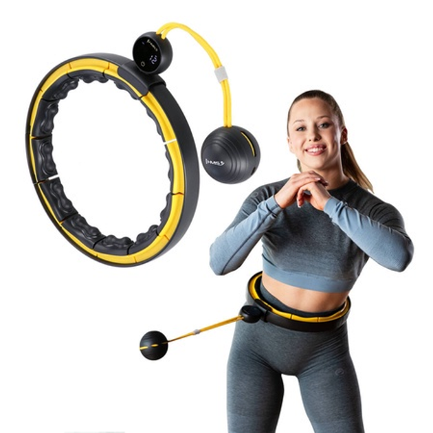Hula-Hop z obciążnikiem i magnesem, licznik HHM21 HMS czarno-żółte (5907695558449) - obraz 2