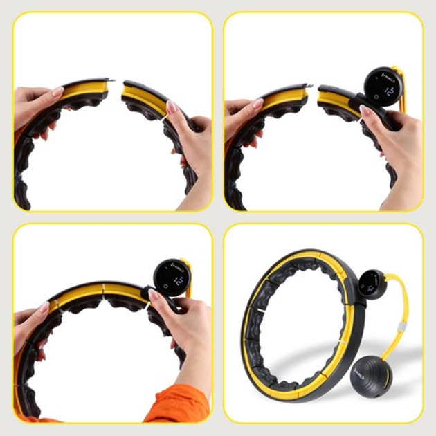 Hula-Hop z obciążnikiem i magnesem, licznik HHM21 HMS czarno-żółte (5907695558449) - obraz 12