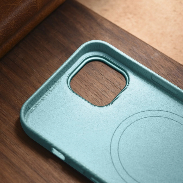 Etui iCarer Litchi Premium Leather Magsafe Back Case do Apple iPhone 14 Green (WMI14220709-GN) - obraz 17
