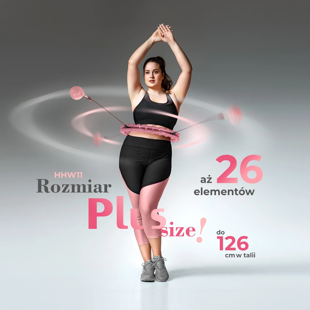 Hula-hop plus size light pink z wypustkami i obciążnikiem HMS HHW11 (5907695553529) - obraz 3