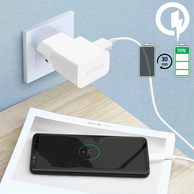Ładowarka sieciowa Samsung EP-TA200EWE USB-A 15 W + kabel EP-DR140AWE White (8596311080760) - obraz 4