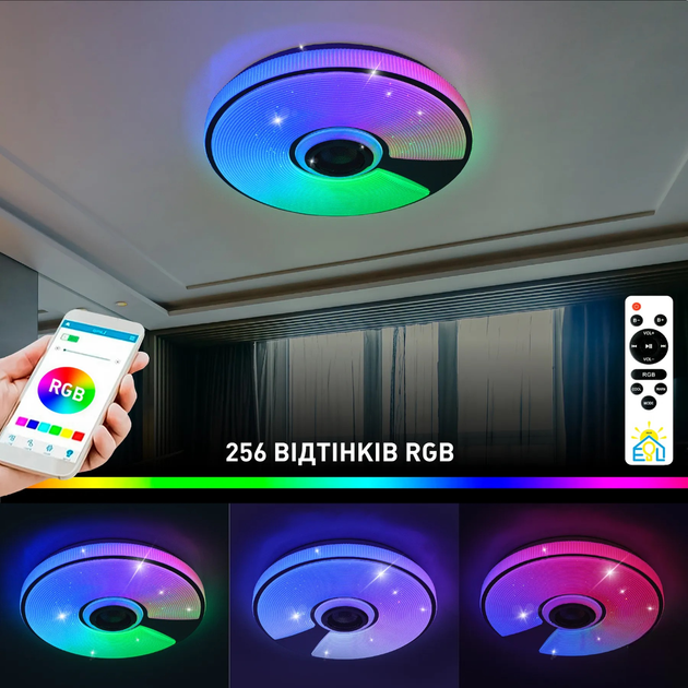 Управляемая музыкальная светодиодная люстра Esllse SONG RGB 60W R-SMART-380×70- WHITE/CHROME/SHINY-220-IP20 - изображение 7
