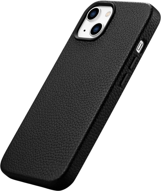 Etui iCarer Litchi Premium Leather Magsafe Back Case do Apple iPhone 14 Plus Black (WMI14220711-BK) - obraz 5